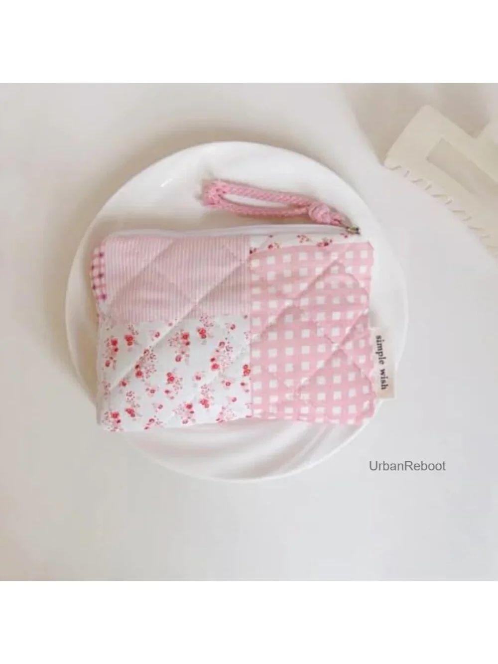 Cotton Quilted Floral Small Coin Pouch Zipper Wallet